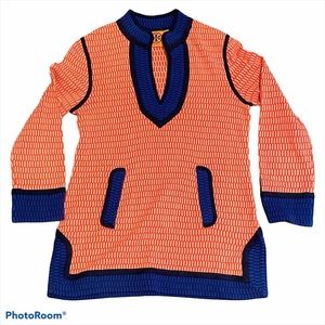 Tory Burch Orange and Blue knit sweater